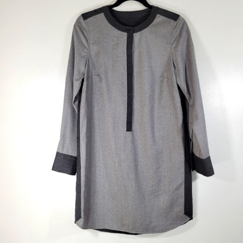 J. CREW Collection grey wool flannel color block shirt dress NEW